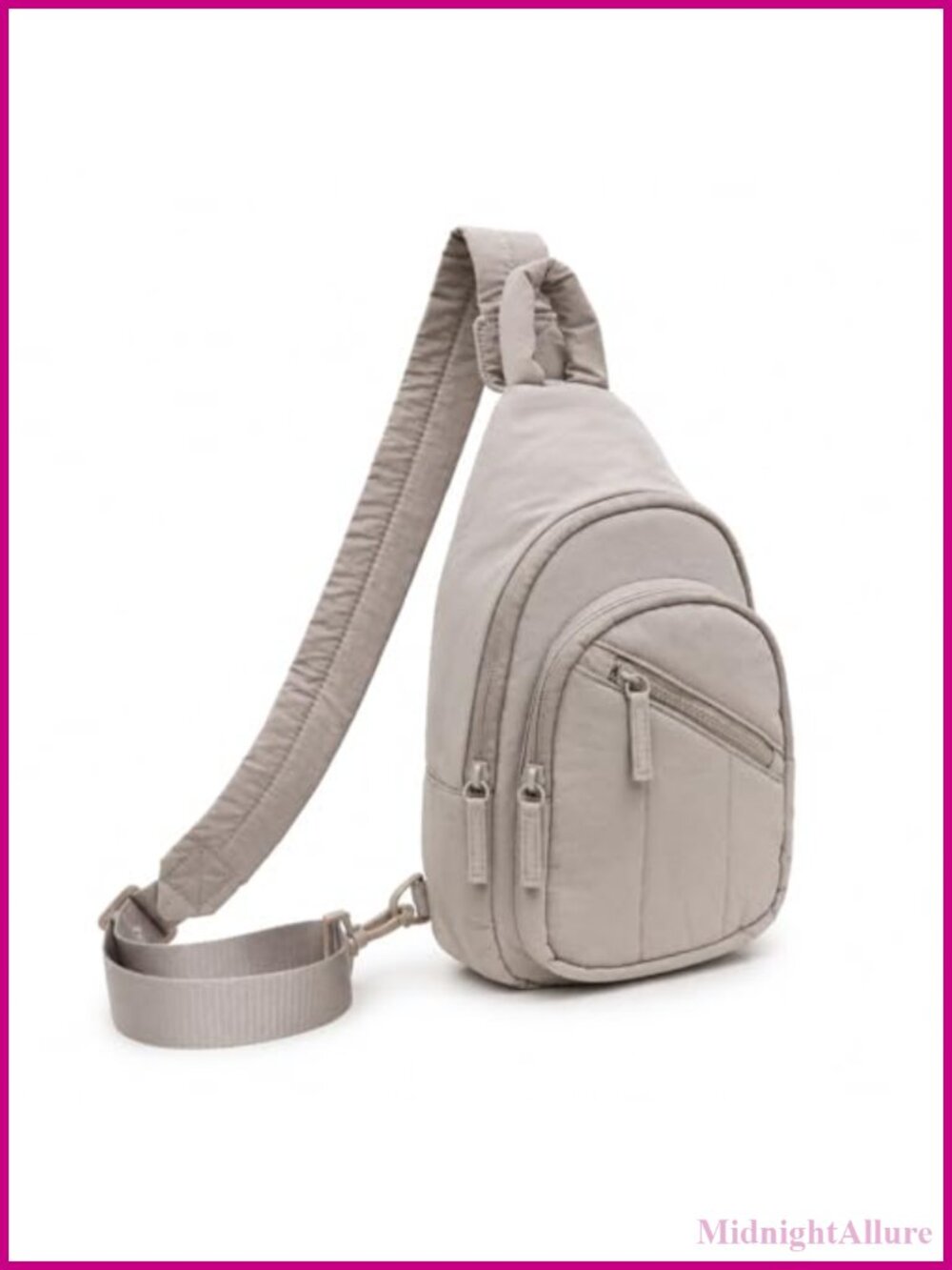 Quilted Crossbody Sling Bag RFID Card Slots Water Bottle Pocket Lightweight